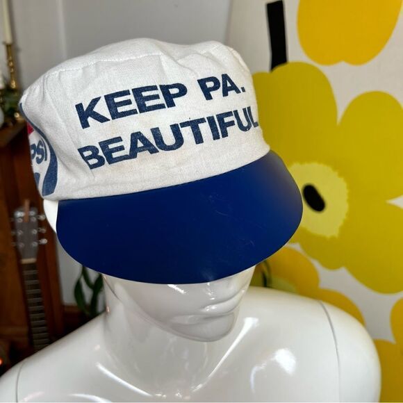 Vintage 80s 90s Keep Pennsylvania Beautiful Pepsi Painters Cap Hat - Picture 6 of 11
